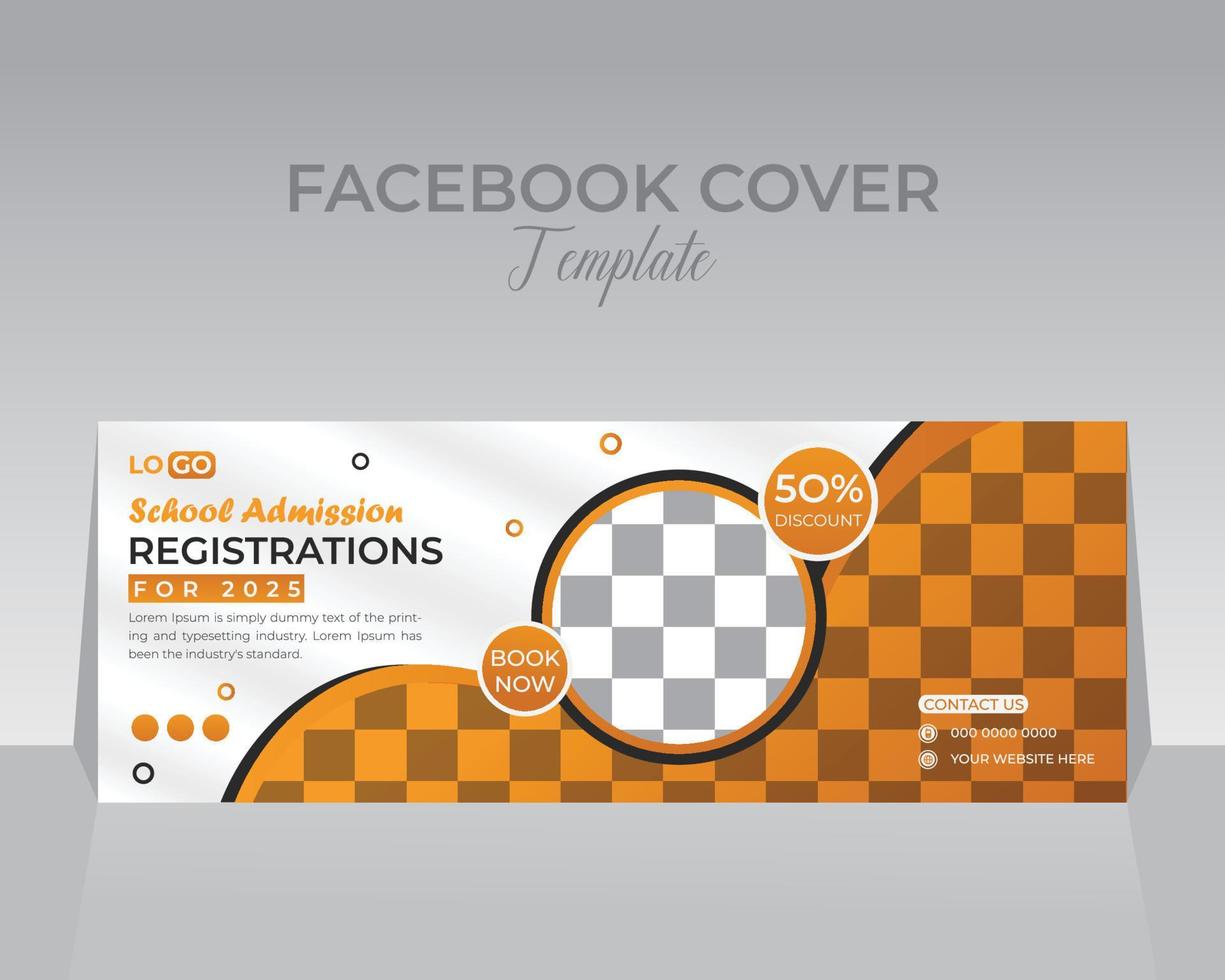School Facebook Cover Template Design vector