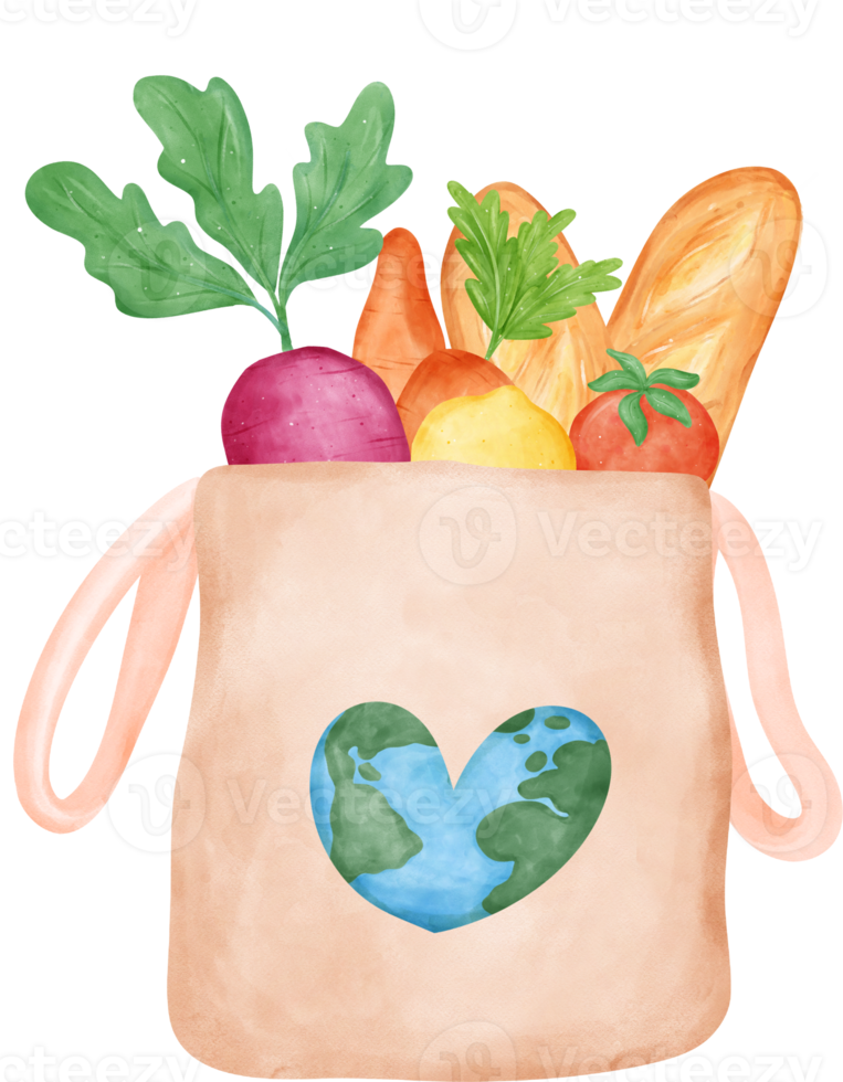 Empty Earth Eco-Friendly reusable shopping tote Bag watercolor png