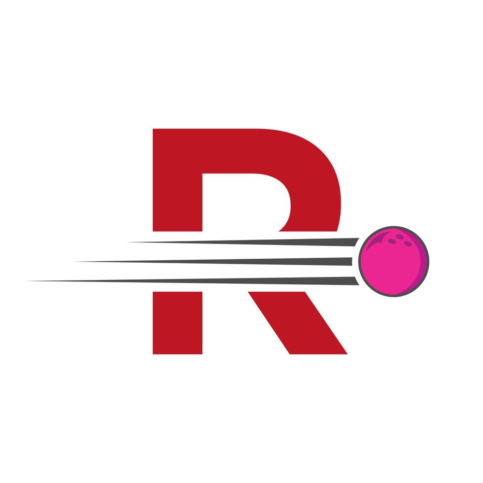 Initial Letter R Bowling Logo. Bowling Ball Symbol Vector Template