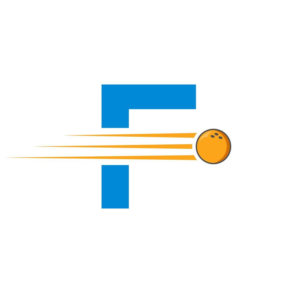 Initial Letter F Bowling Logo. Bowling Ball Symbol Vector Template