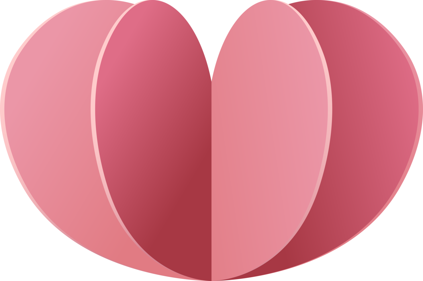 3D heart shape.Origami, paper art style illustration. png