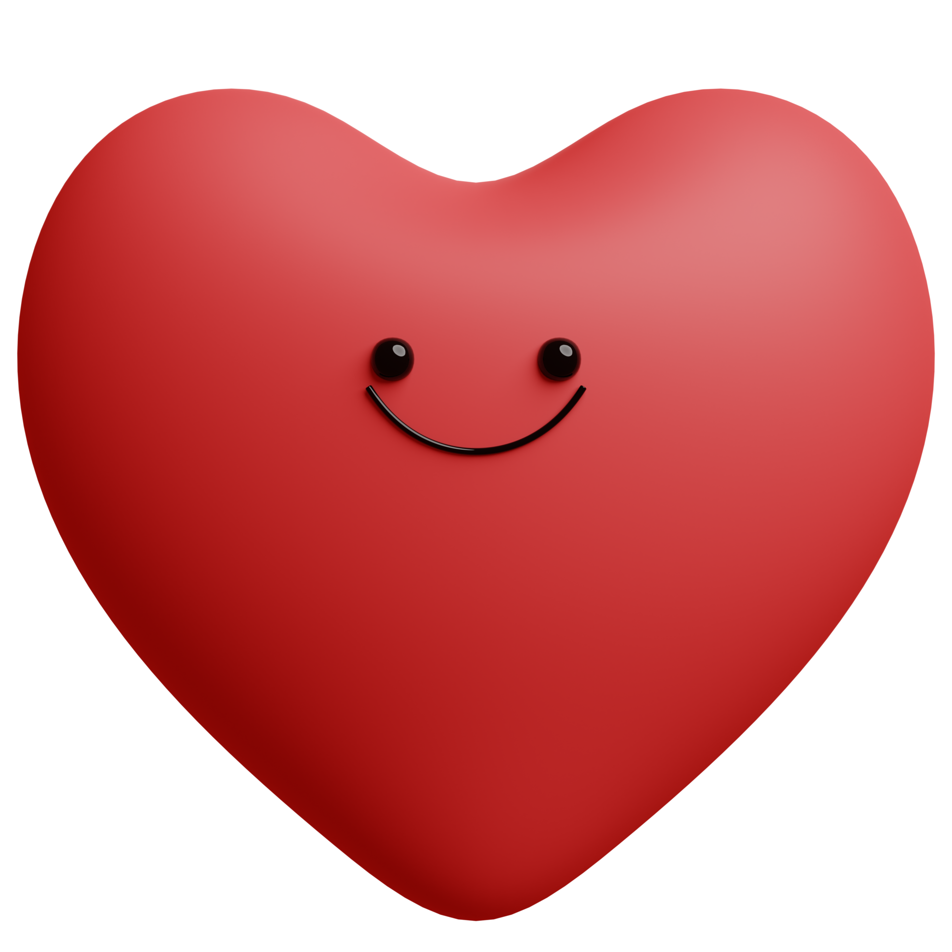 3D cartoon hearts. Happy character heart 3d render illustration