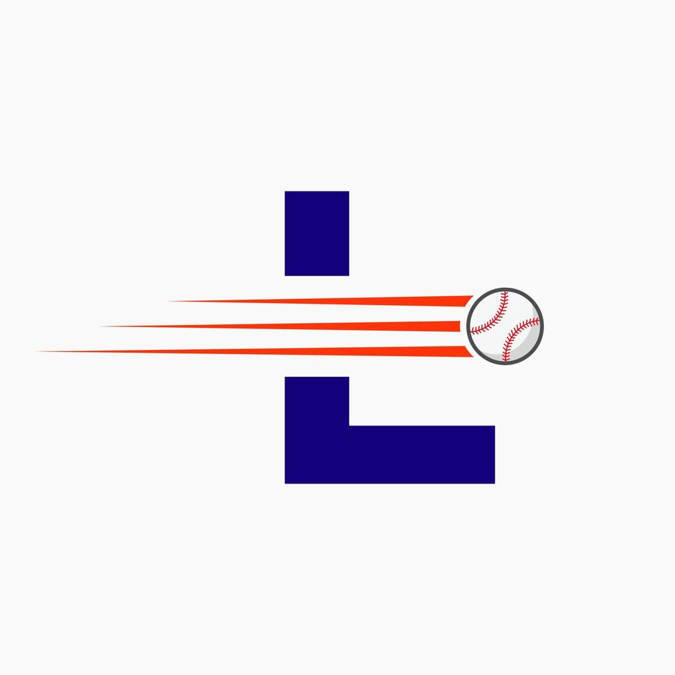 Initial Letter L Baseball Logo With Moving Baseball Icon vector