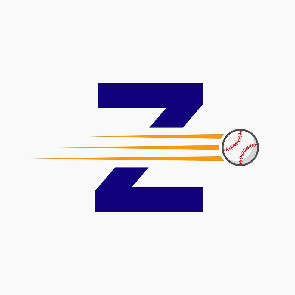 Initial Letter Z Baseball Logo With Moving Baseball Icon vector