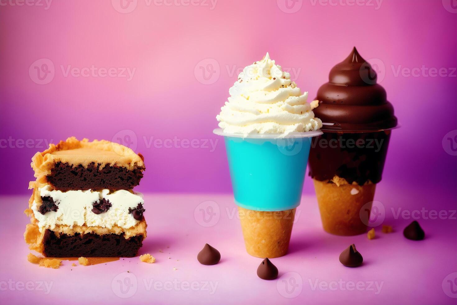 delicious ice cream in a cup, close-up, on the table. sweet food. photo