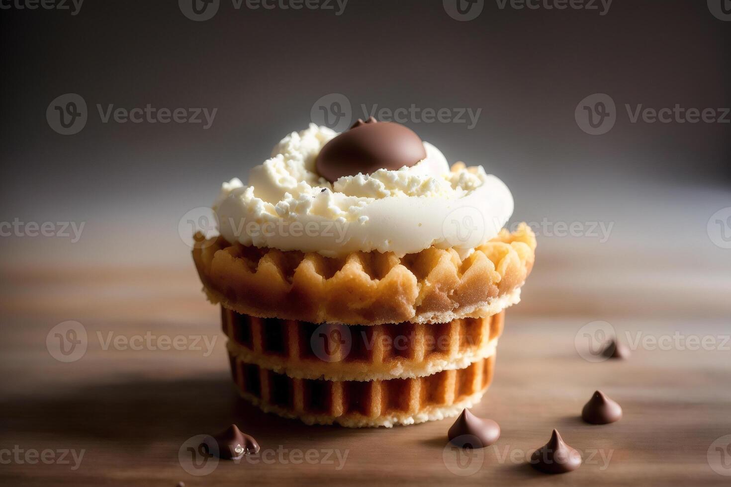 delicious ice cream in a cup, close-up, on the table. sweet food. photo