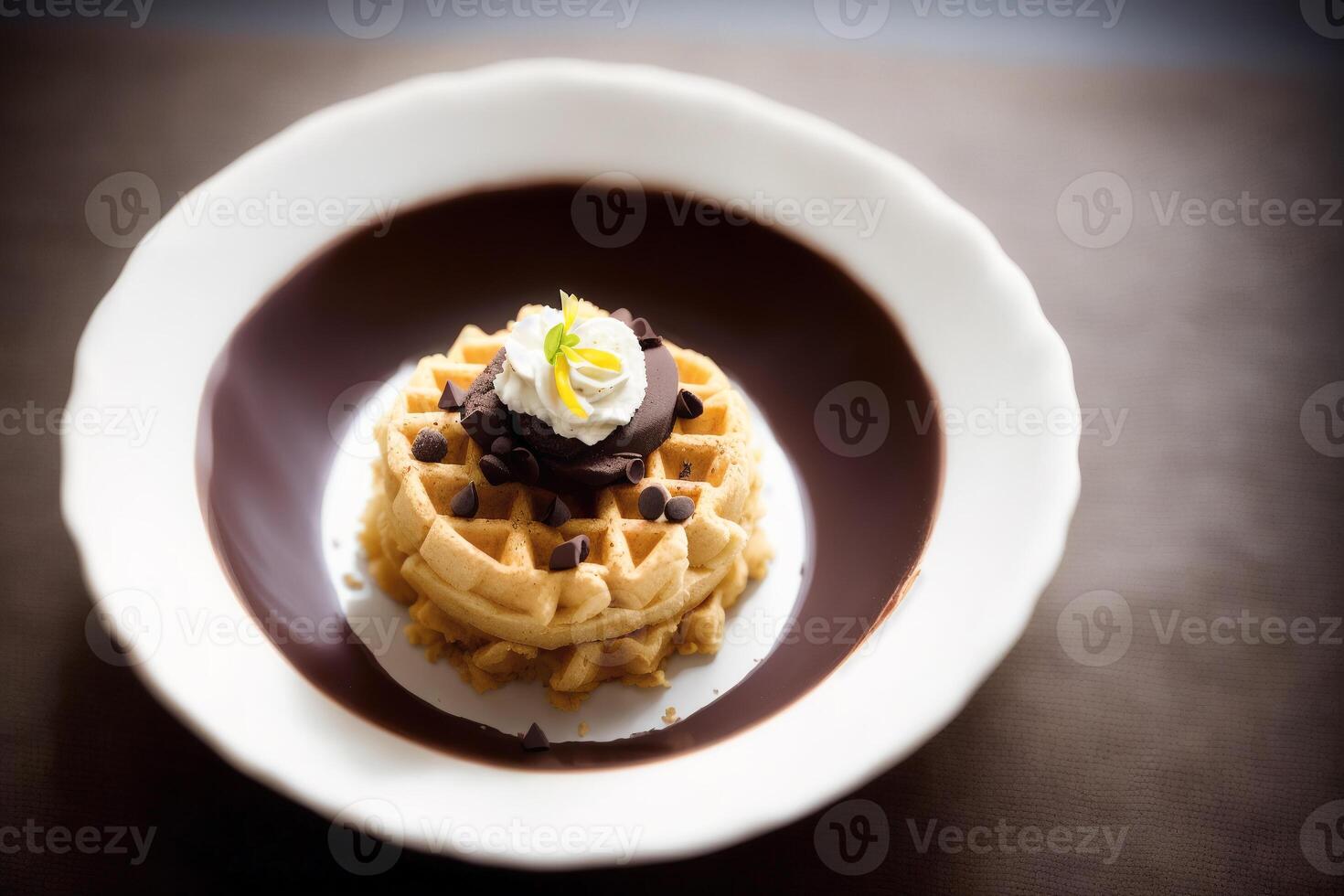 delicious ice cream in a cup, close-up, on the table. sweet food. photo