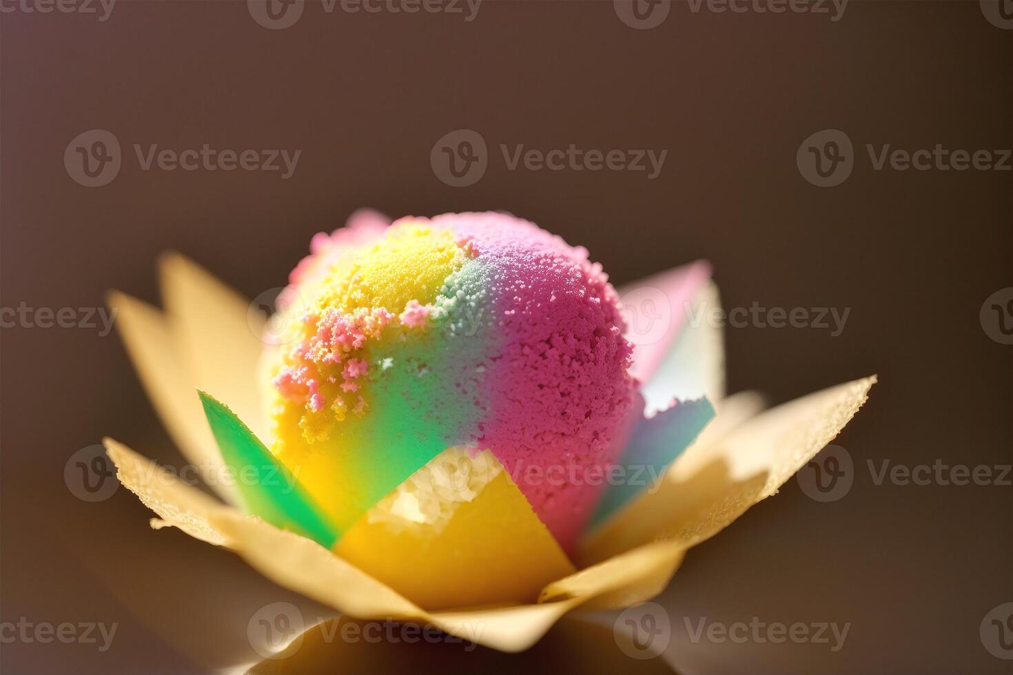 delicious ice cream in a cup, close-up, on the table. sweet food. photo
