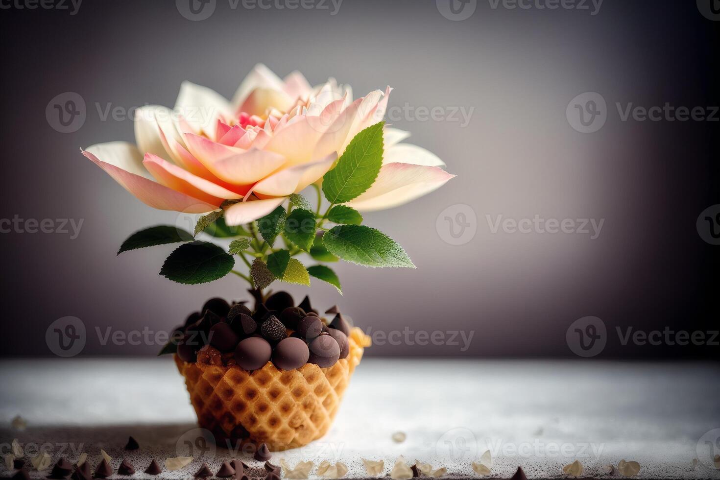 delicious ice cream in a cup, close-up, on the table. sweet food. photo