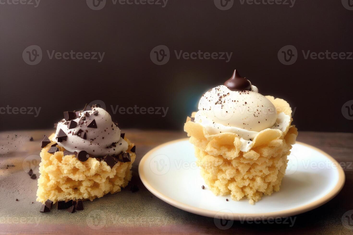 delicious ice cream in a cup, close-up, on the table. sweet food. photo