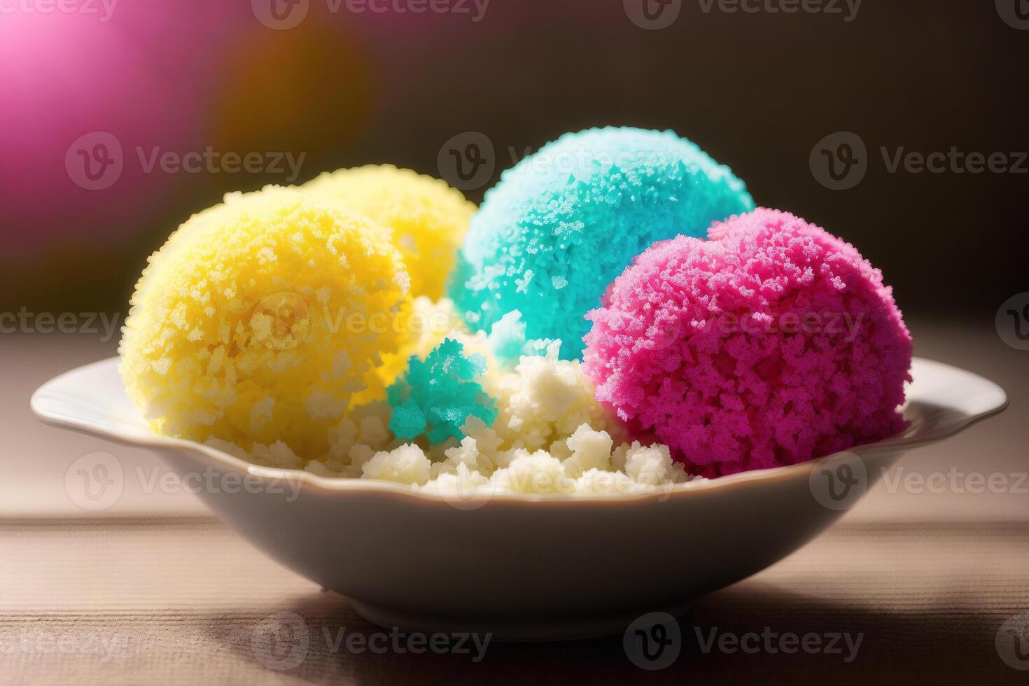 delicious ice cream in a cup, close-up, on the table. sweet food. photo