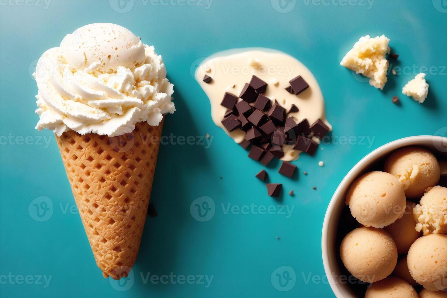 delicious ice cream in a cup, close-up, on the table. sweet food. photo