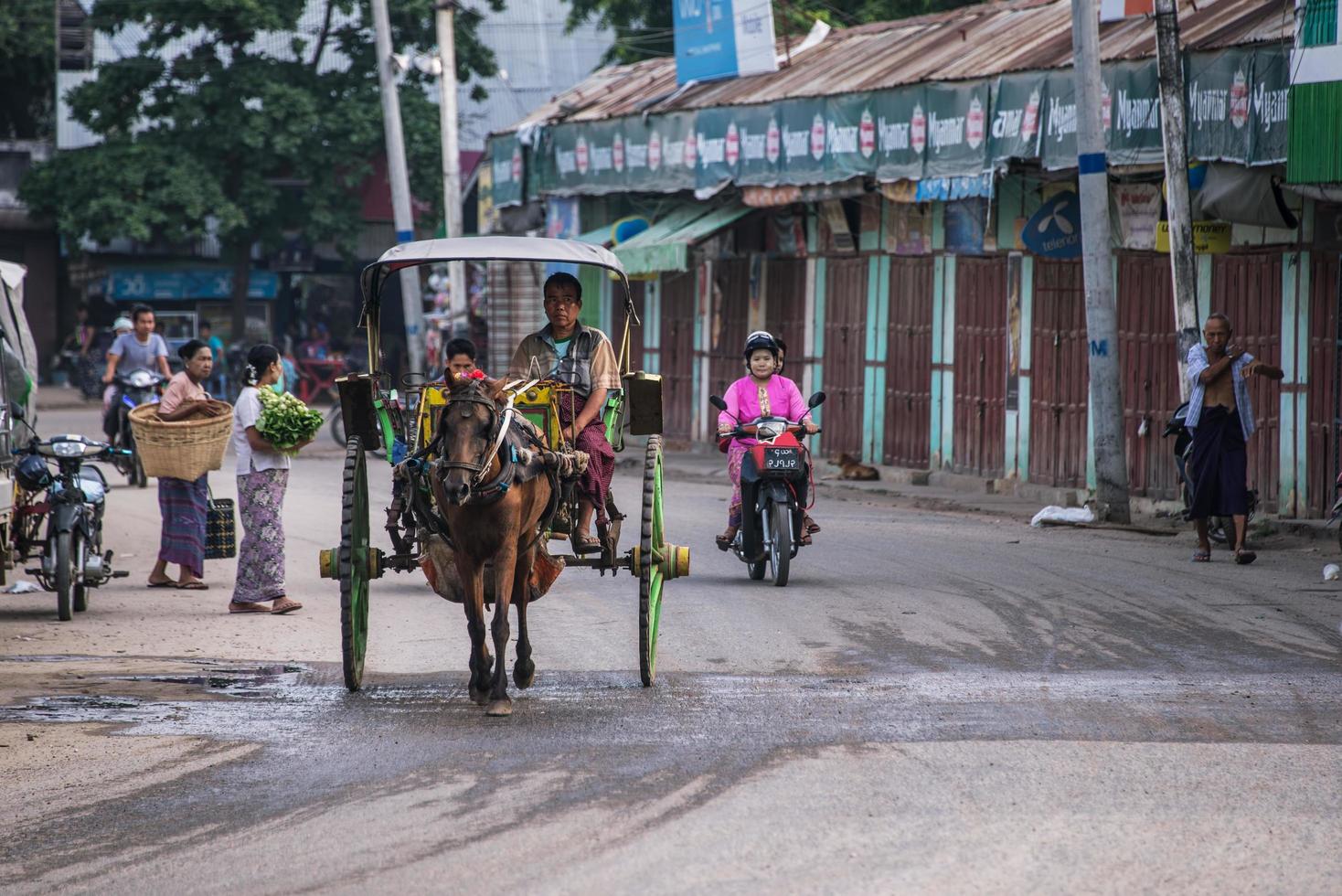 MANDALAY, MYANMAR - JUL 18, 2018-The way of people life in myanmar. The authentical culture of society. photo