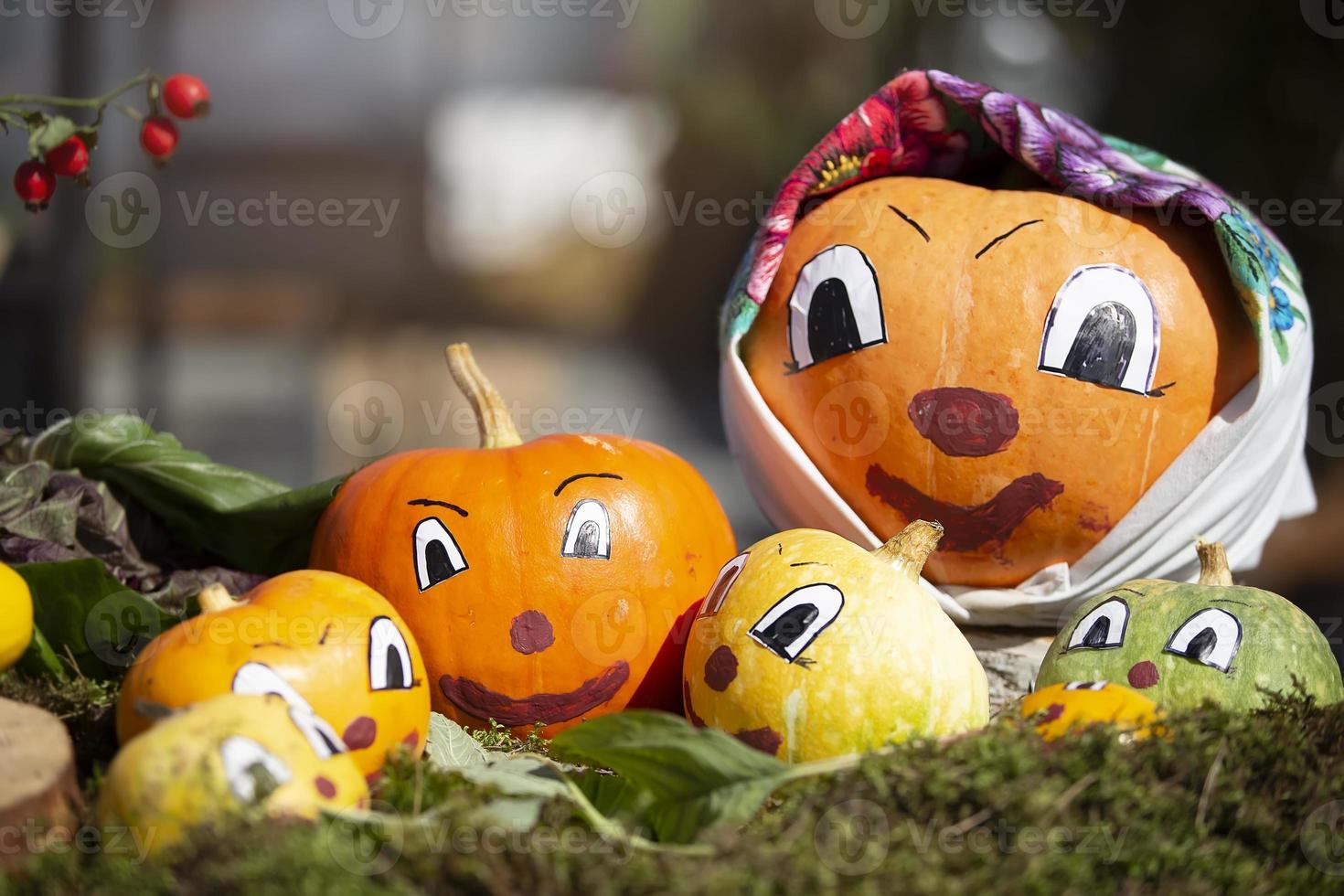 Funny pumpkin with eyes for the holiday of halloween. photo