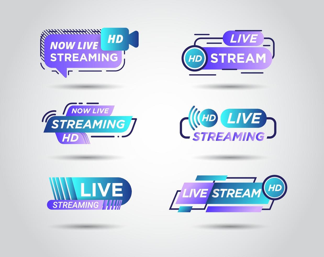 Set of Live Video Streaming Label or Icons vector