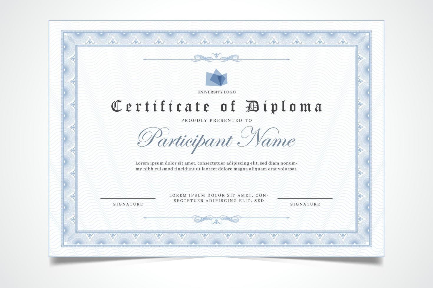 diploma certificado para educación y graduación modelo vector