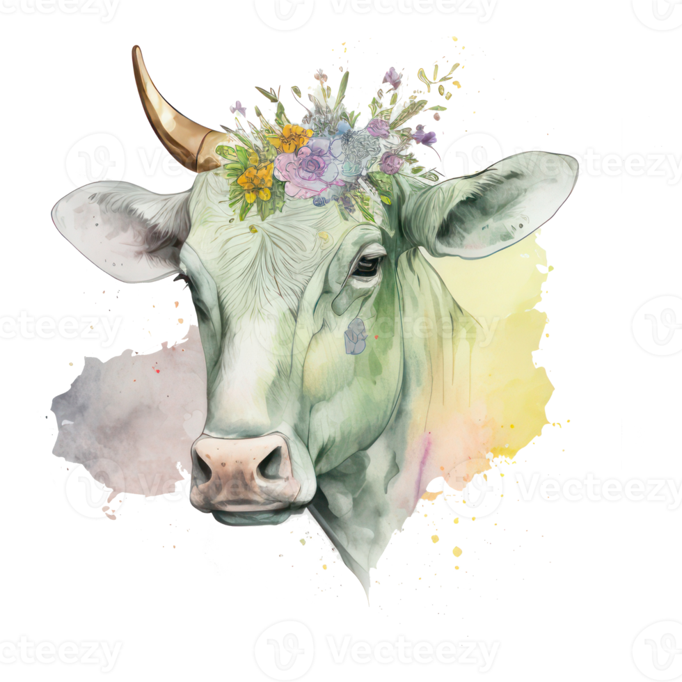 cow watercolor . AI Generated png