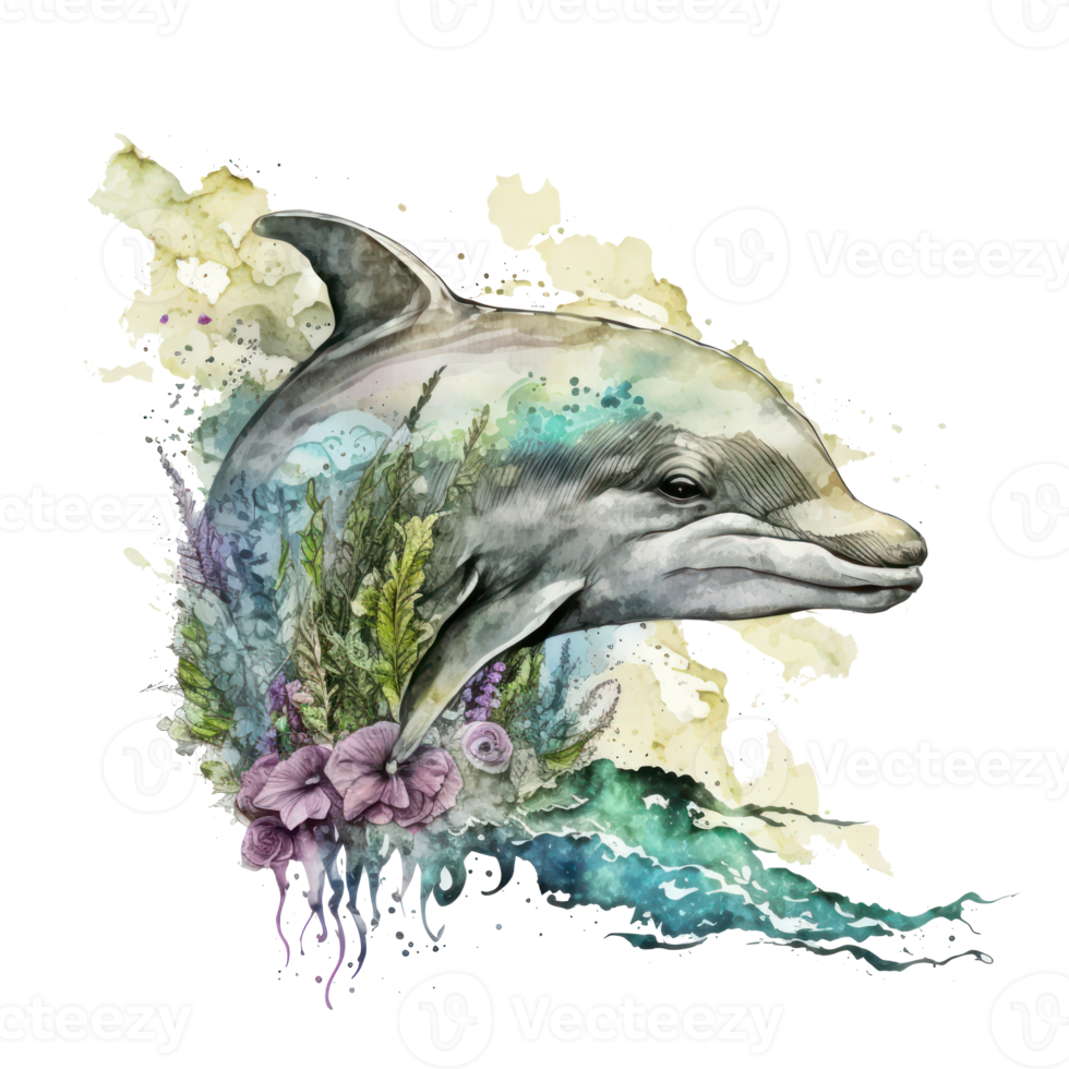 Dolphin watercolor . AI Generated png