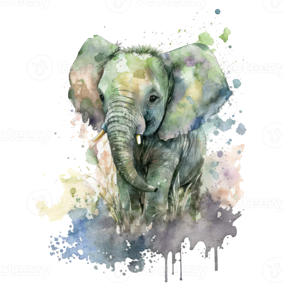 elefante acuarela . ai generado png