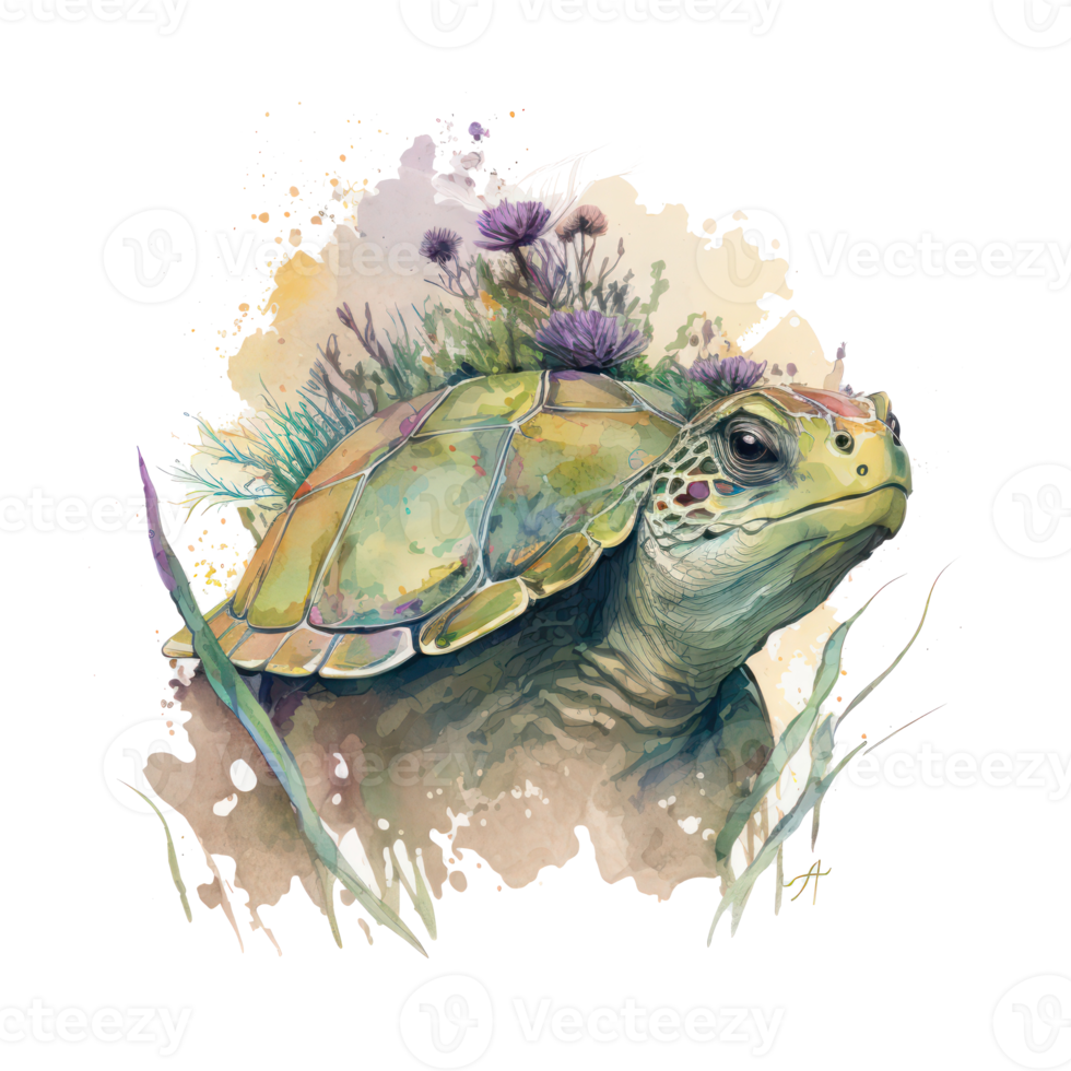 Turtle watercolor . AI Generated png