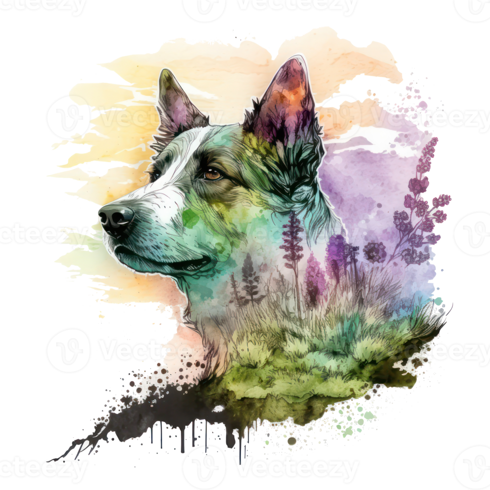 dog watercolor . AI Generated png