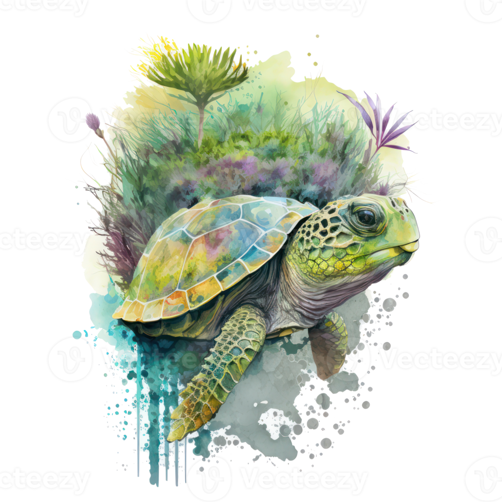 Tortuga acuarela Arte . ai generado png