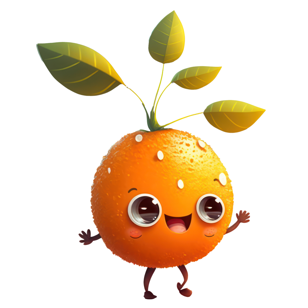 cute happy orange character . AI Generated png