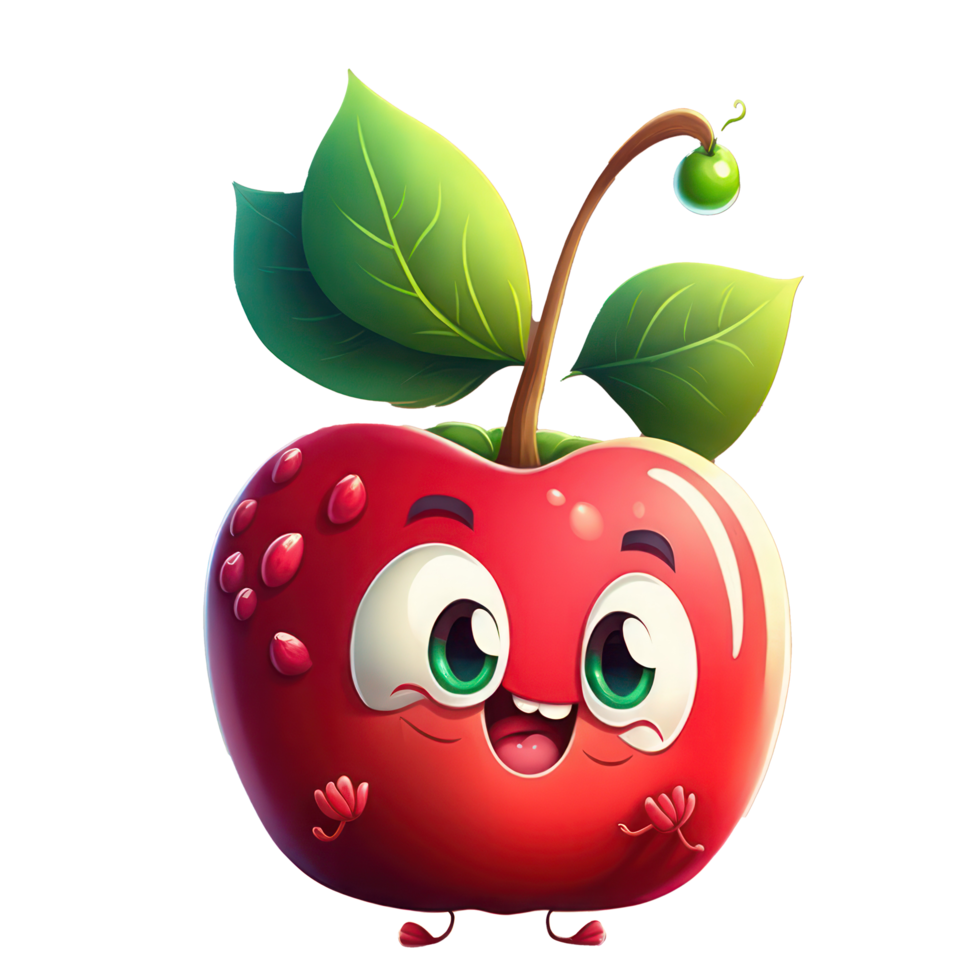 cute happy apple character . AI Generated png