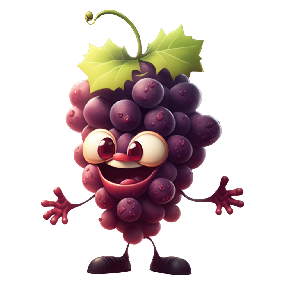 mignonne content les raisins personnage . ai généré png