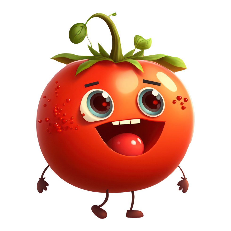 cute happy tomato character . AI Generated png