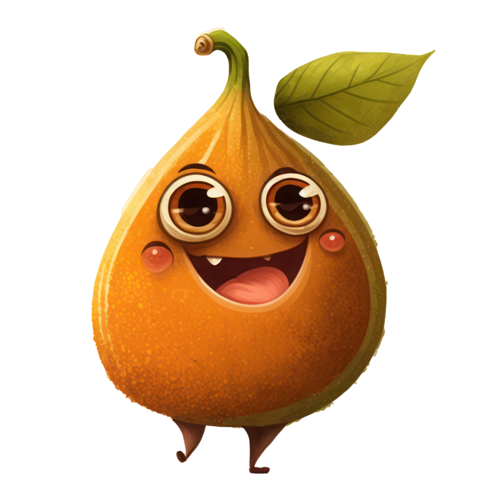 cute happy fig character . AI Generated png