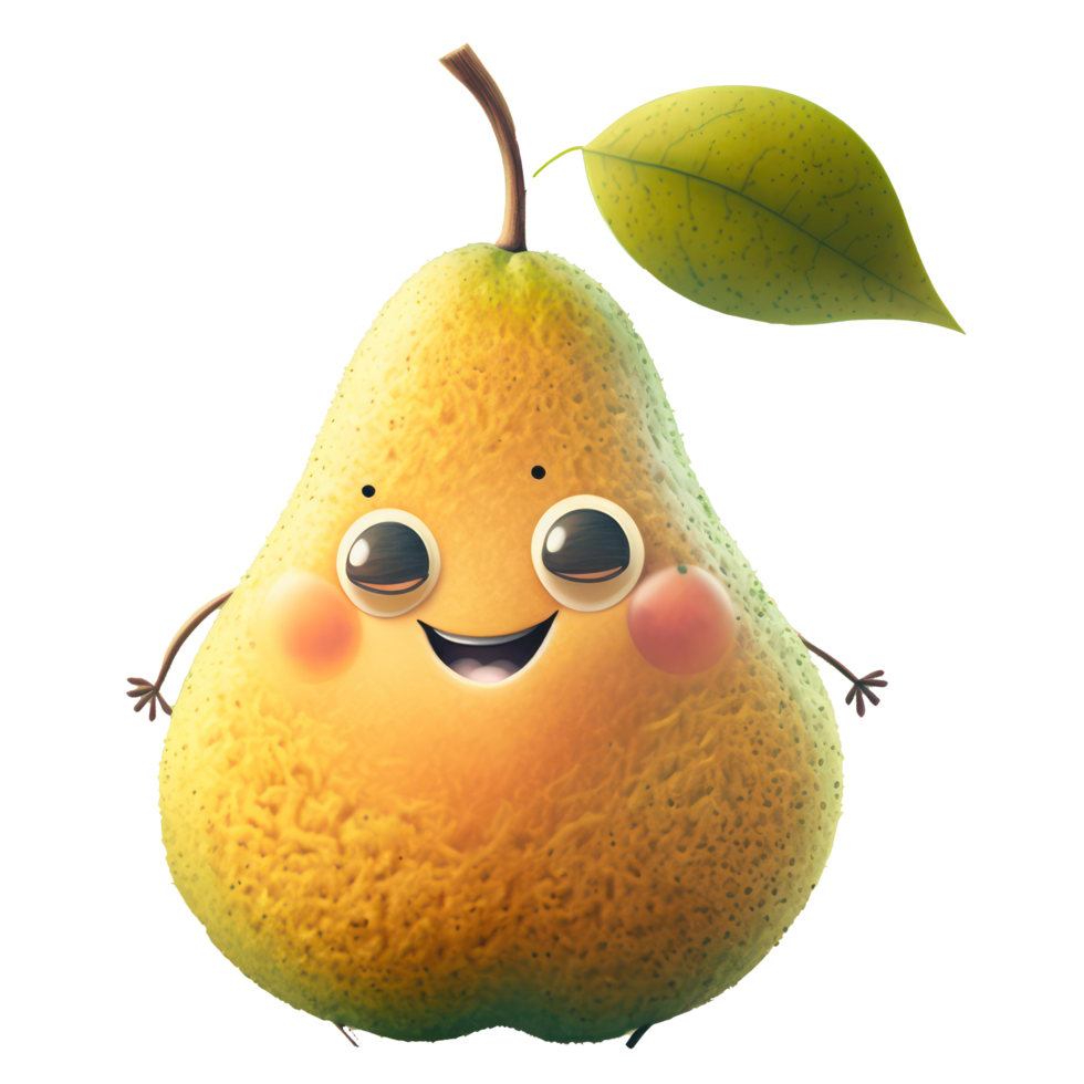 cute happy pear character . AI Generated png