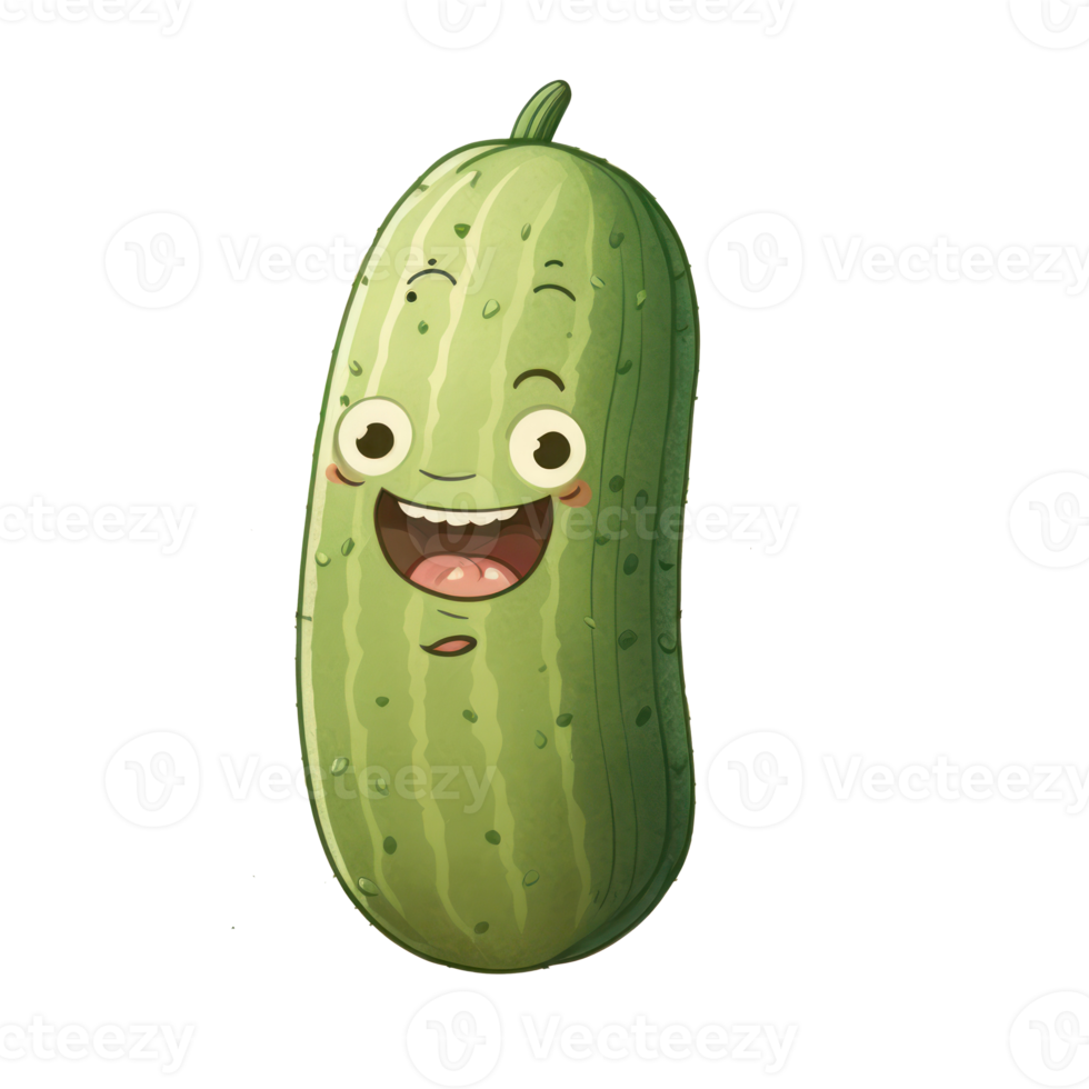 cute happy cucumber character . AI Generated png