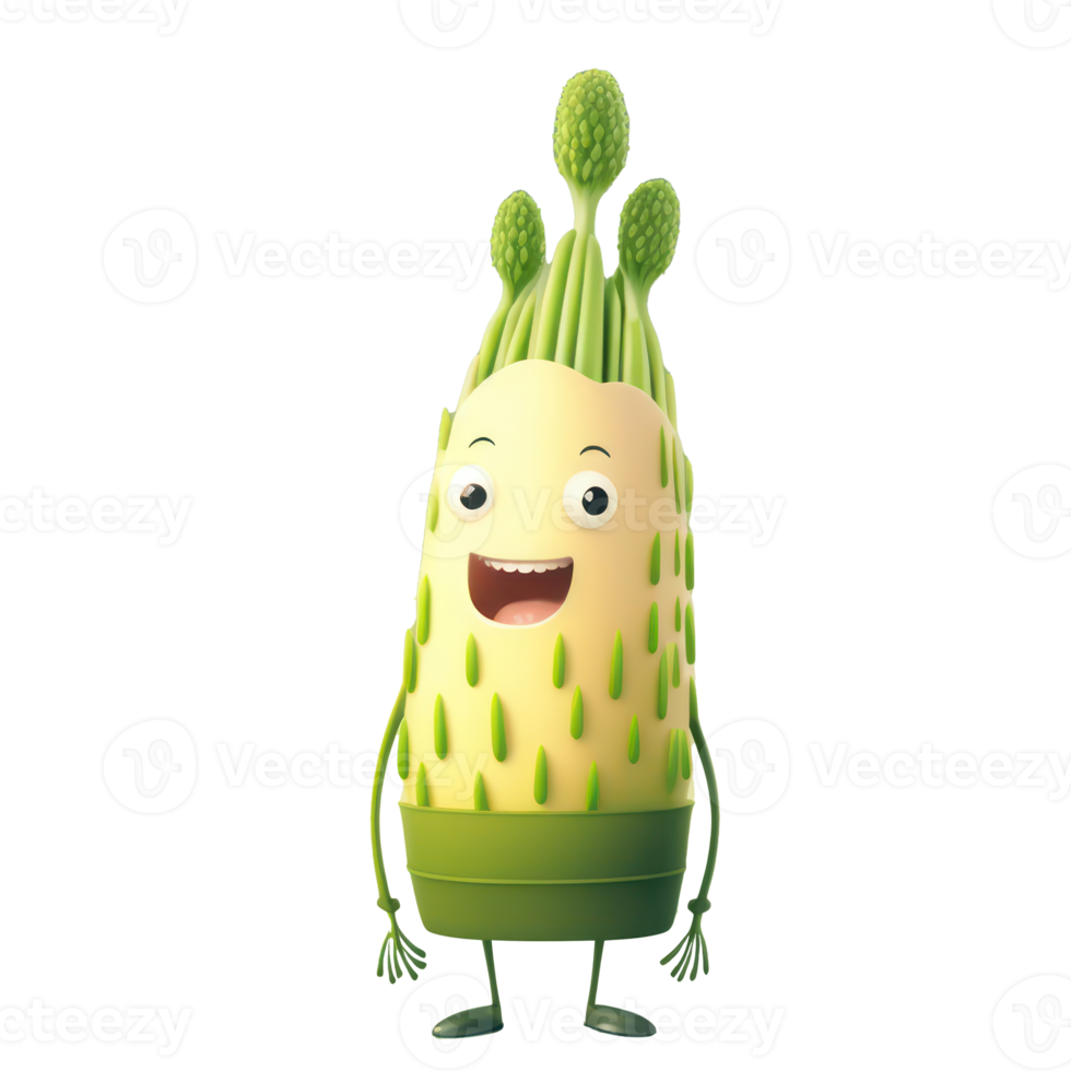 cute happy asparagus character . AI Generated png