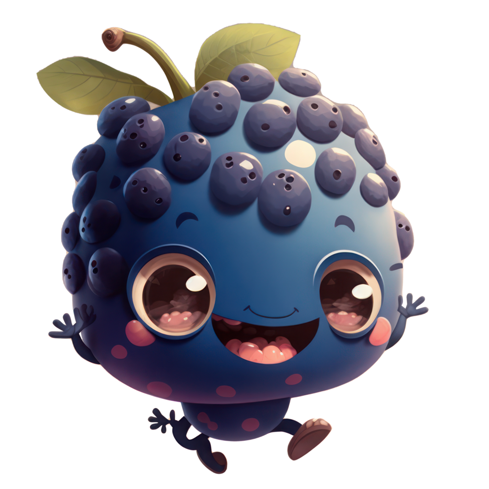 cute happy blackberry character . AI Generated png