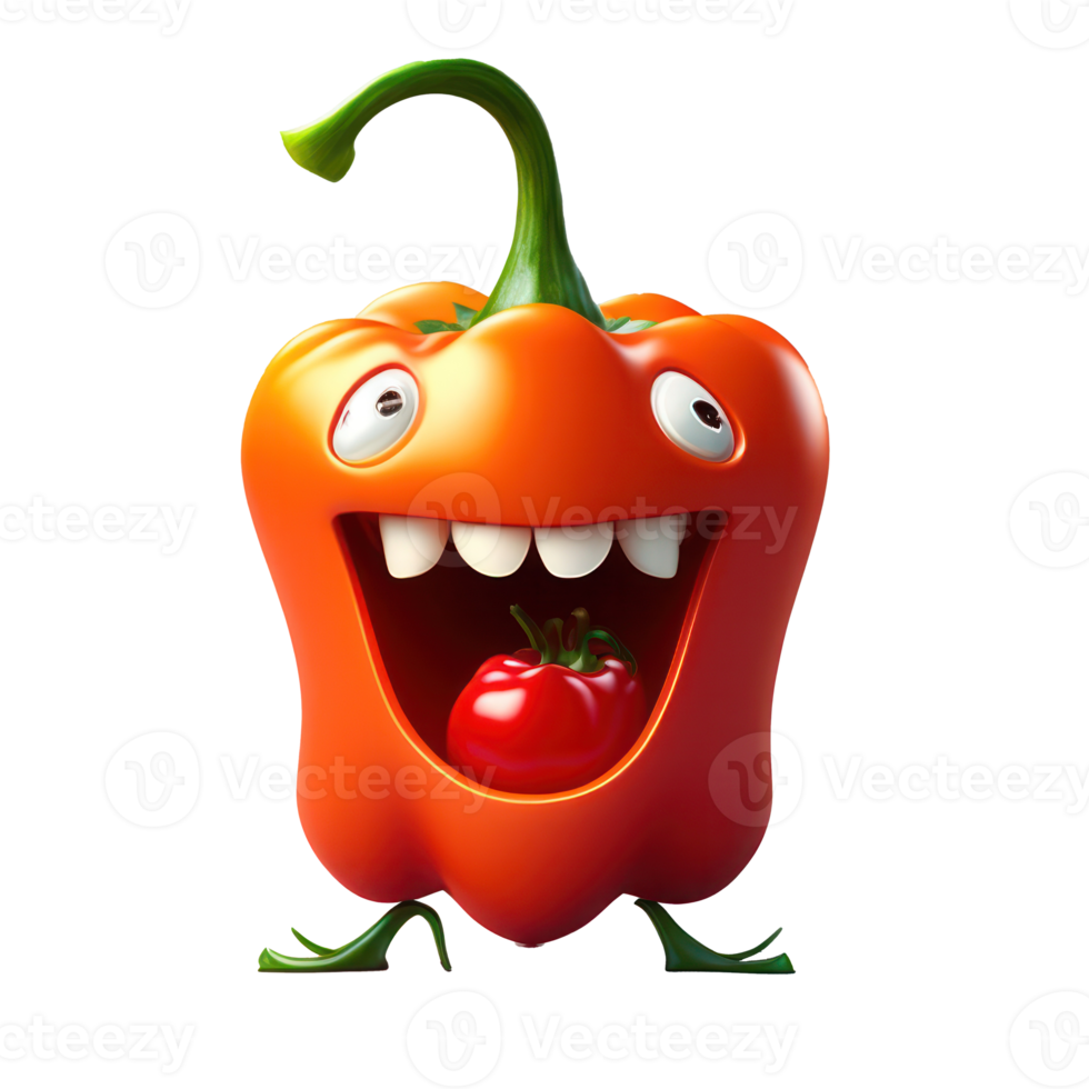 cute happy bell pepper character . AI Generated png