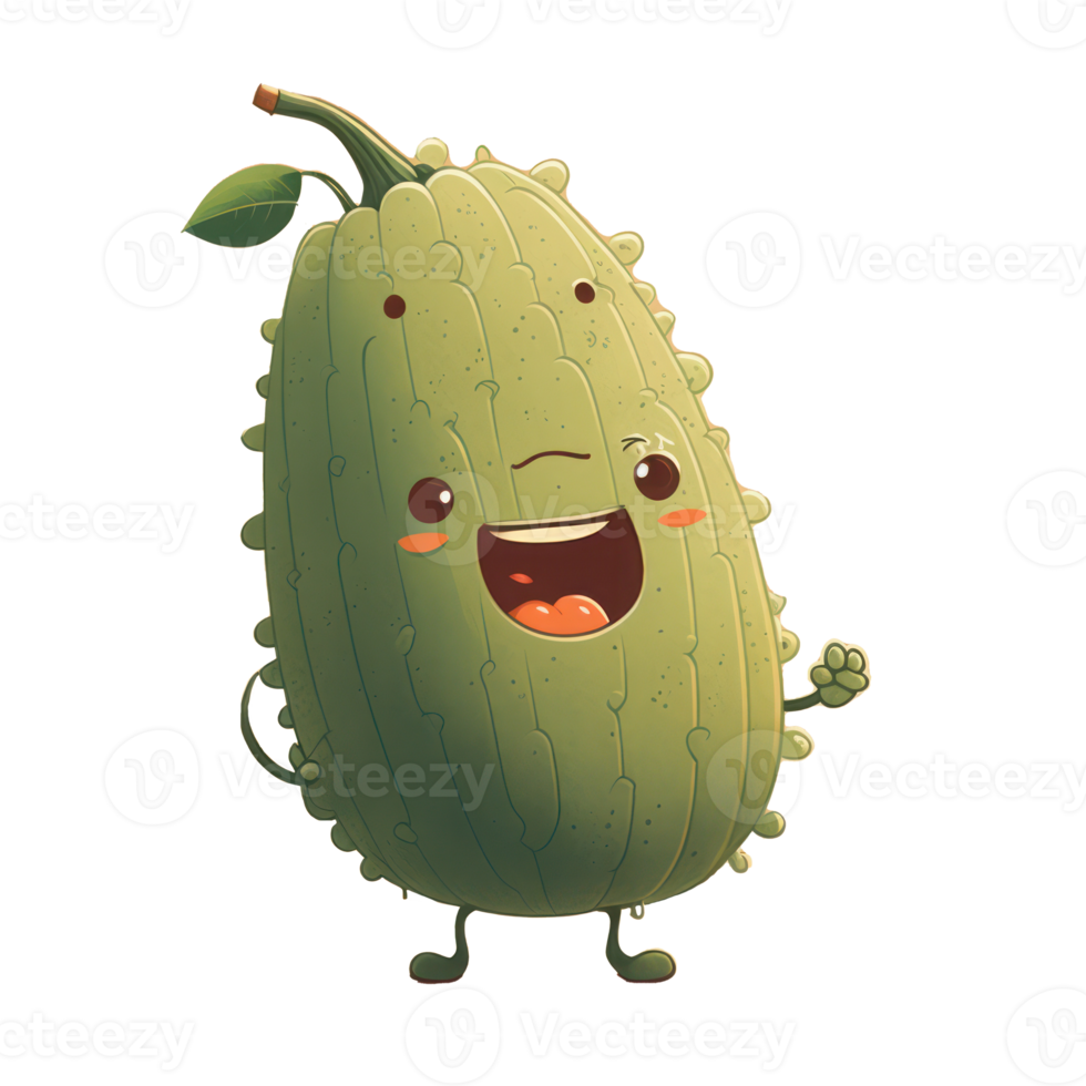 cute happy chayote character . AI Generated png