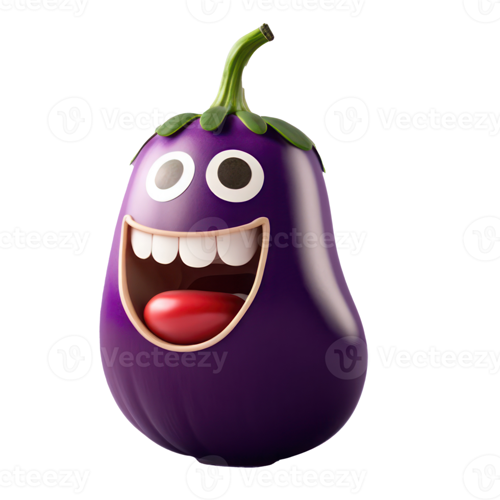 cute happy eggplant character . AI Generated png