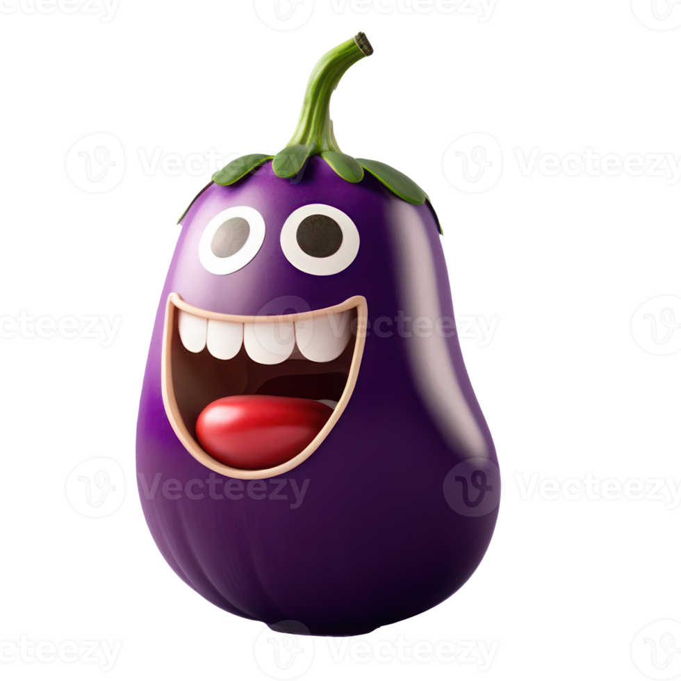 schattig gelukkig aubergine karakter . ai gegenereerd png