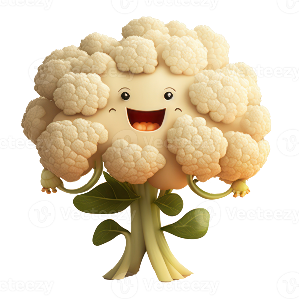 cute happy cauliflower character . AI Generated png