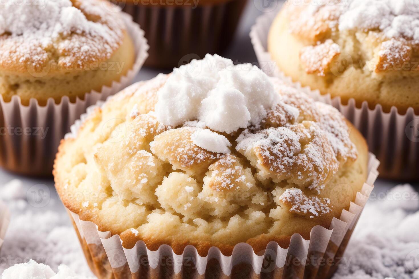 Homemade muffins with cinnamon and almonds on a black background. photo