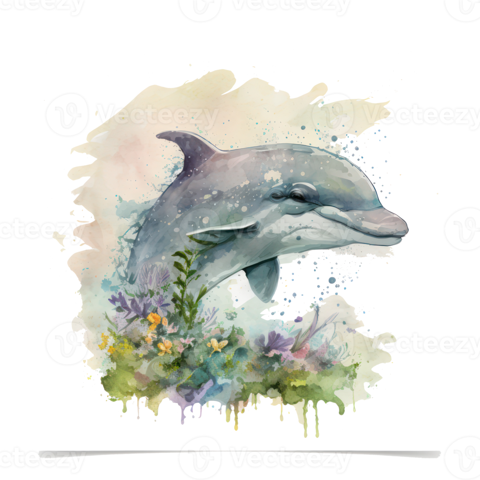Dolphin watercolor . AI Generated png