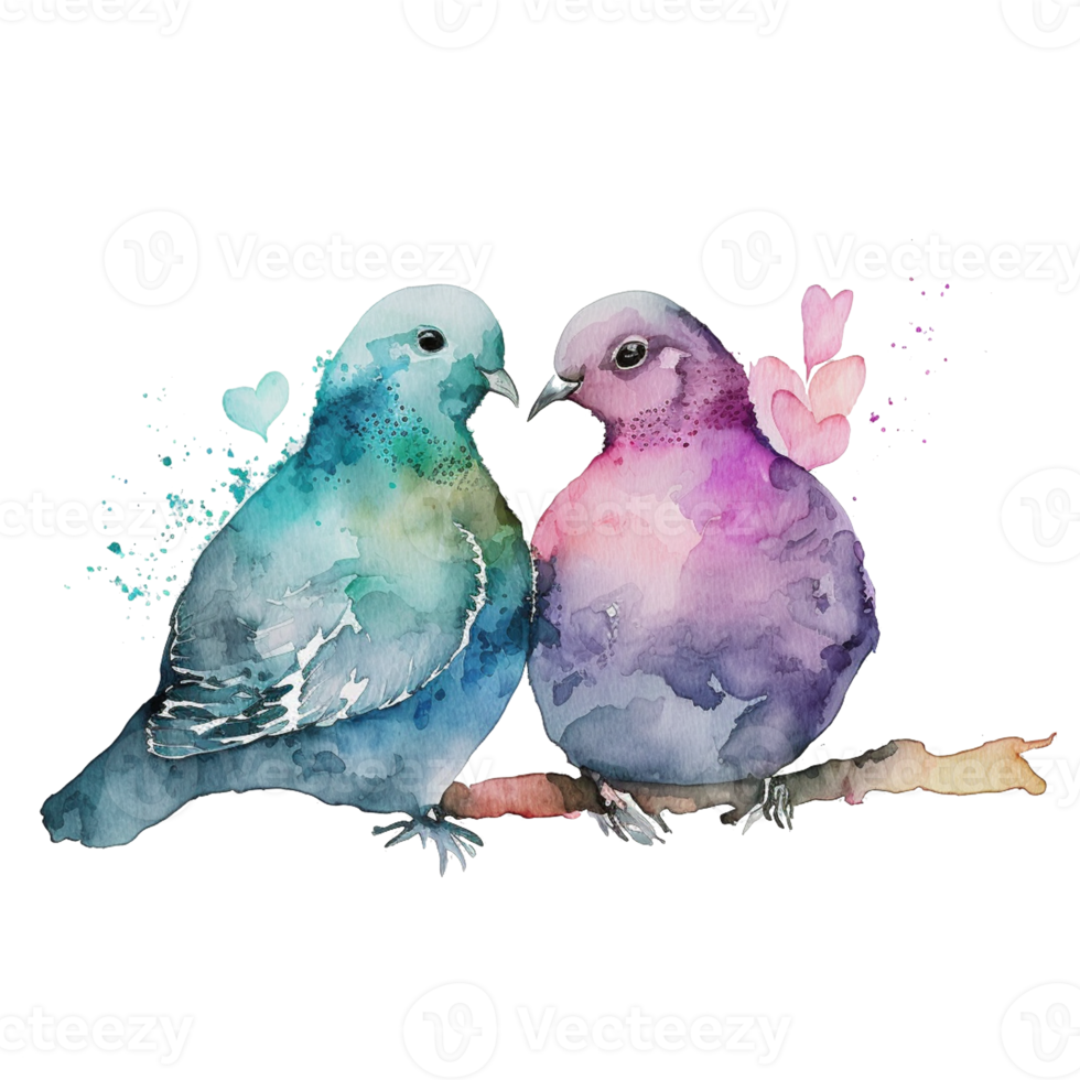 Liebe Taube Vögel Aquarell . ai generiert png