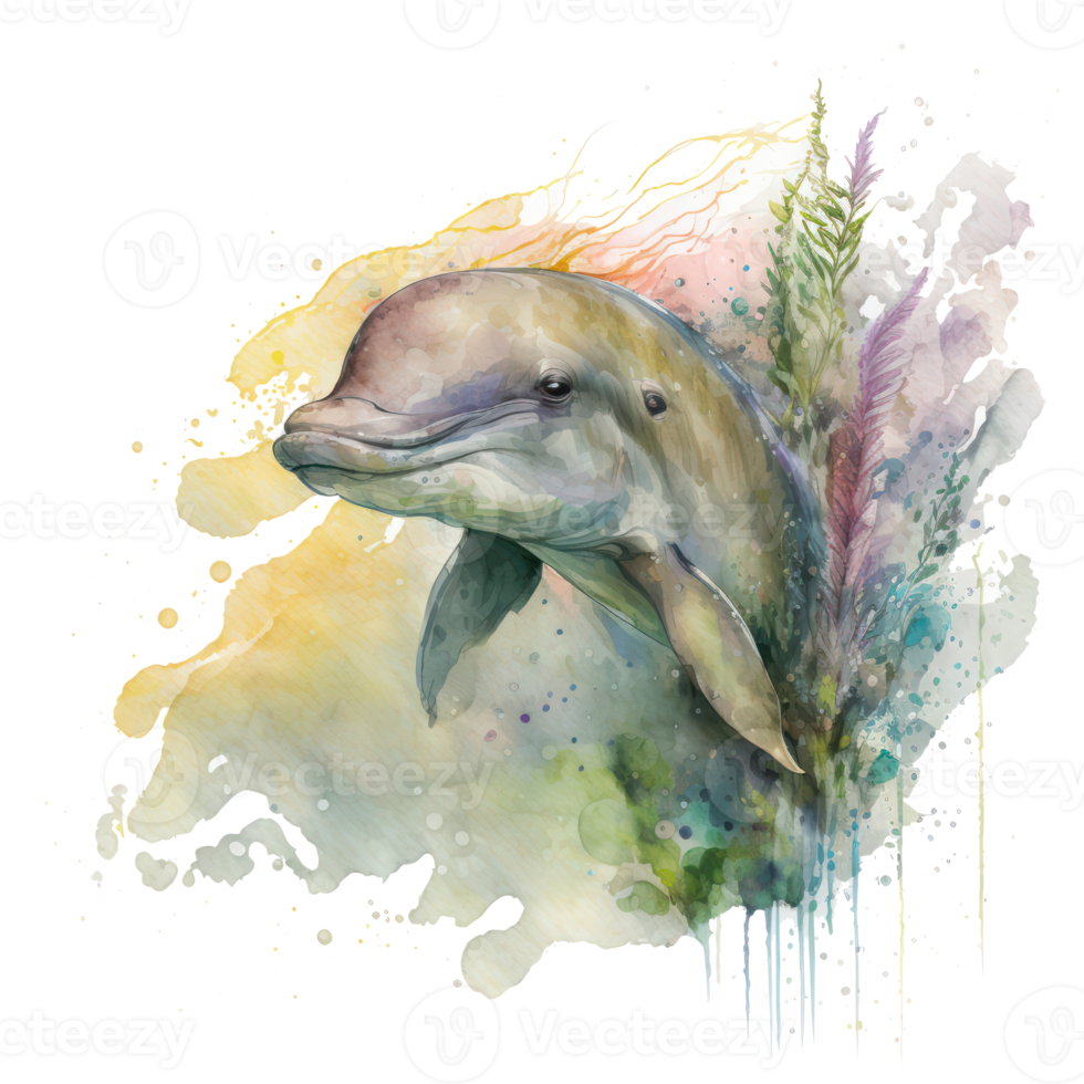 Dolphin watercolor . AI Generated png