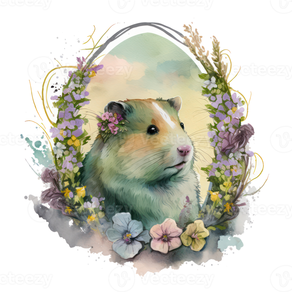 hamster watercolor . AI Generated png