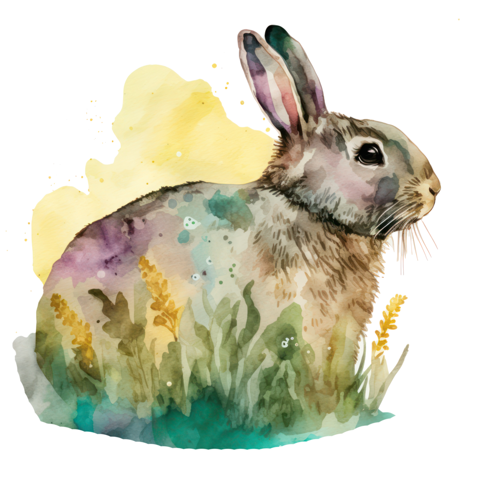 rabbit watercolor . AI Generated png
