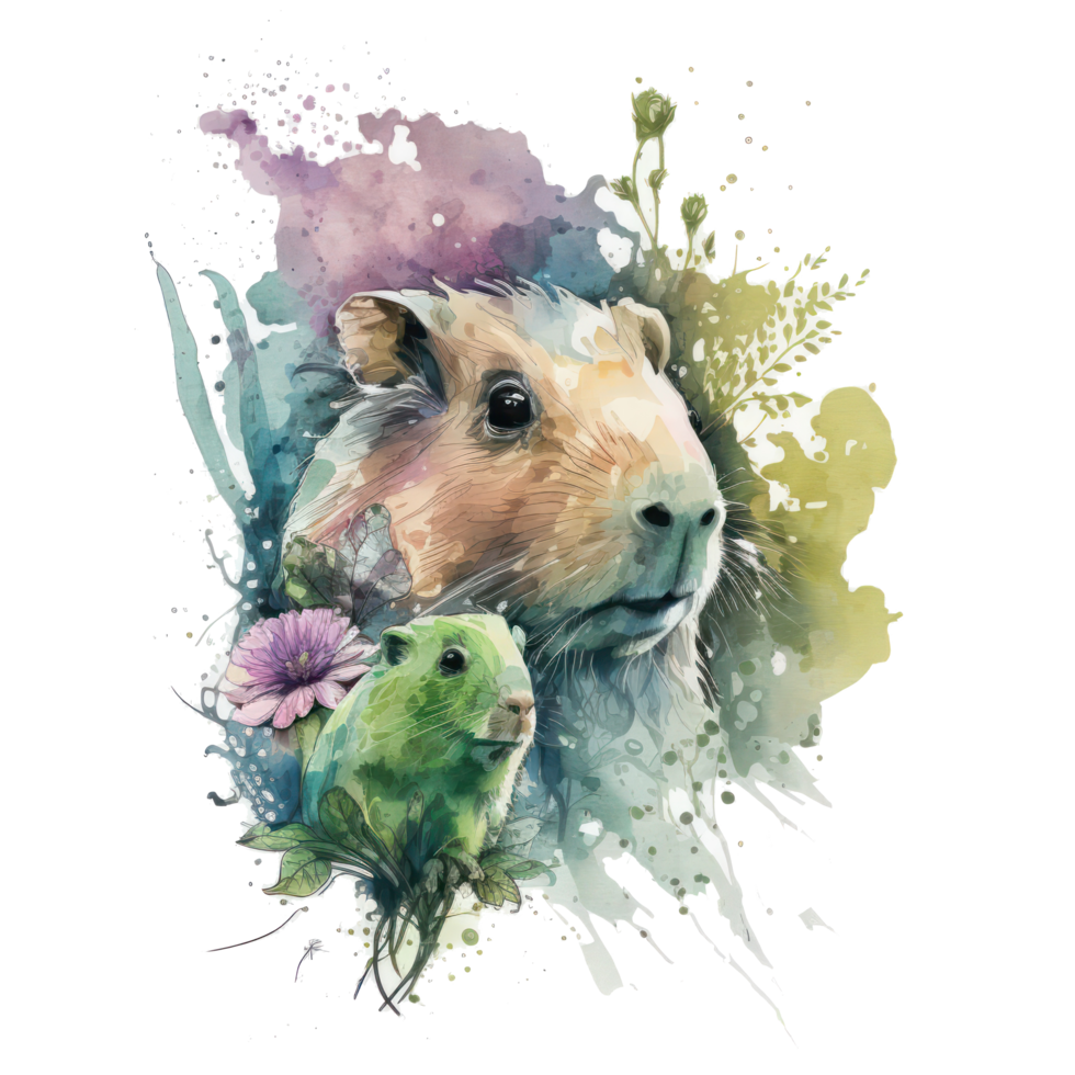 Squirrel watercolor . AI Generated png