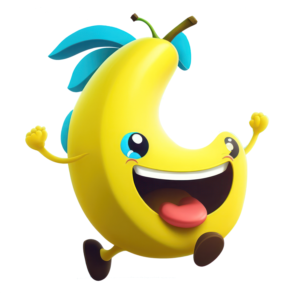 cute happy banana character . AI Generated png