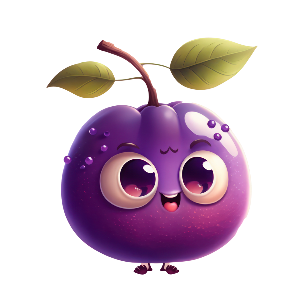 cute happy plum character . AI Generated png