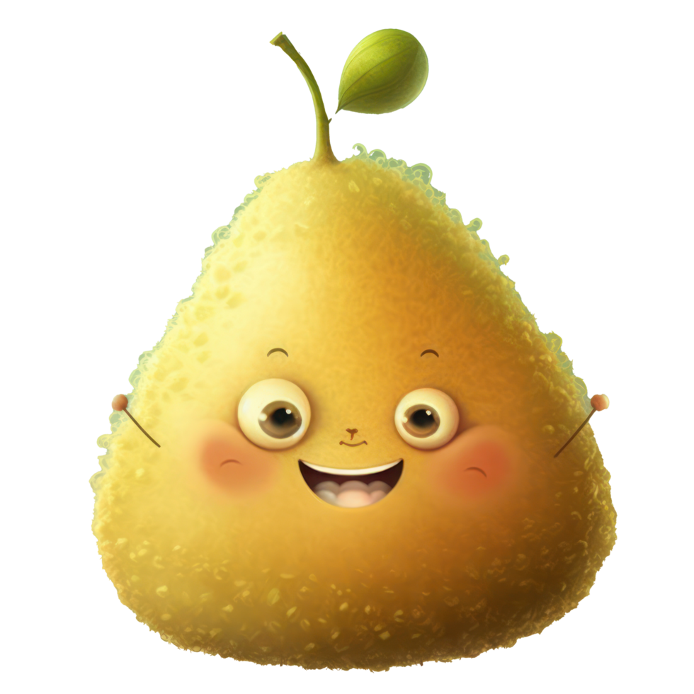 cute happy pear character . AI Generated png